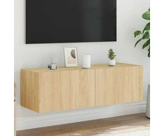TV staliukas Sieninė TV spintelė su LED lemputėmis, ąžuolo, 100x35x31cm