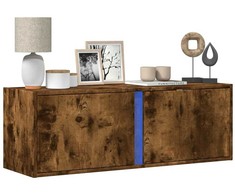 TV staliukas Sieninė TV spintelė su LED lemputėmis, dūminė, 100x31x35cm