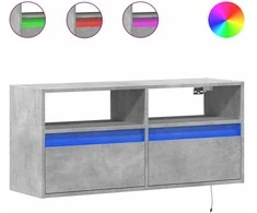 TV staliukas Sieninė TV spintelė su LED lemputėmis, betono, 100x31x45cm