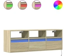 TV staliukas Sieninė TV spintelė su LED lemputėmis, ąžuolo, 130x31x45 cm