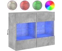 TV staliukas Sieninė TV spintelė su LED lemputėmis, betono, 78,5x30x60,5cm