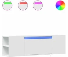 TV staliukas Sieninė TV spintelė su LED lemputėmis, balta, 135x31x39,5cm
