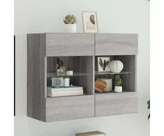 TV staliukas Sieninė TV spintelė su LED lemputėmis, pilka, 78,5x30x60,5cm