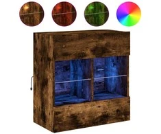 TV staliukas Sieninė TV spintelė su LED lemputėmis, dūminė, 58,5x30x60,5cm