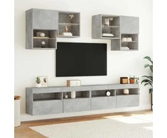 TV staliukas Sieninė TV spintelė su LED lemputėmis, betono, 100x30x40cm