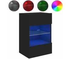 TV staliukas Sieninė TV spintelė su LED lemputėmis, juoda, 40x30x60,5cm