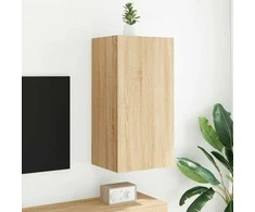 TV staliukas Sieninė TV spintelė su LED lemputėmis, ąžuolo, 40,5x35x80cm