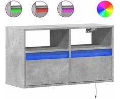 TV staliukas Sieninė TV spintelė su LED lemputėmis, betono, 80x31x45cm