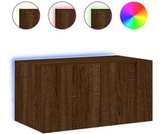 TV staliukas Sieninė TV spintelė su LED lemputėmis, ruda ąžuolo, 60x35x31cm