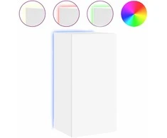 TV staliukas Sieninė TV spintelė su LED lemputėmis, balta, 40,5x35x80cm