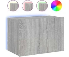TV staliukas Sieninė TV spintelė su LED lemputėmis, pilka ąžuolo, 60x35x41cm