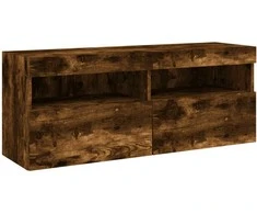 TV staliukas Sieninė TV spintelė su LED lemputėmis, dūminė, 100x30x40cm