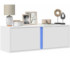 TV staliukas Sieninė TV spintelė su LED lemputėmis, balta, 100x31x35cm