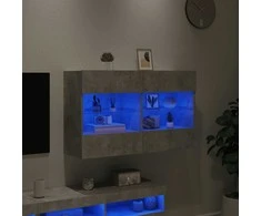TV staliukas Sieninė TV spintelė su LED lemputėmis, betono, 98,5x30x60,5cm