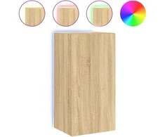 TV staliukas Sieninė TV spintelė su LED lemputėmis, ąžuolo, 40,5x35x80cm