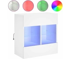 TV staliukas Sieninė TV spintelė su LED lemputėmis, balta, 58,5x30x60,5cm