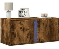 TV staliukas Sieninė TV spintelė su LED lemputėmis, dūminė, 80x31x35cm