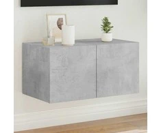 TV staliukas Sieninė TV spintelė su LED lemputėmis, betono pilka, 60x35x31cm