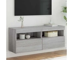 TV staliukas Sieninė TV spintelė su LED lemputėmis, pilka, 100x30x40cm