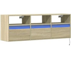 TV staliukas Sieninė TV spintelė su LED lemputėmis, ąžuolo, 130x31x45 cm