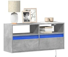 TV staliukas Sieninė TV spintelė su LED lemputėmis, betono, 100x31x45cm