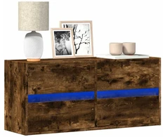 TV staliukas Sieninė TV spintelė su LED lemputėmis, dūminė, 100x31x45cm