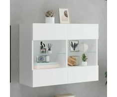TV staliukas Sieninė TV spintelė su LED lemputėmis, balta, 78,5x30x60,5cm