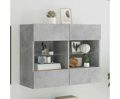 TV staliukas Sieninė TV spintelė su LED lemputėmis, betono, 78,5x30x60,5cm