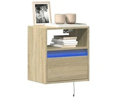 TV staliukas Sieninė TV spintelė su LED lemputėmis, ąžuolo, 41x31x45cm