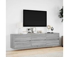 TV staliukas Sieninė TV spintelė su LED lemputėmis, pilka, 180x31x45cm