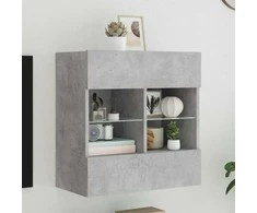 TV staliukas Sieninė TV spintelė su LED lemputėmis, betono, 58,5x30x60,5cm