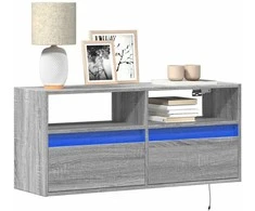 TV staliukas Sieninė TV spintelė su LED lemputėmis, pilka, 100x31x45cm
