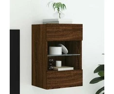 TV staliukas Sieninė TV spintelė su LED lemputėmis, ruda, 40x30x60,5cm