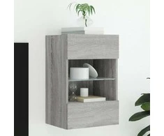 TV staliukas Sieninė TV spintelė su LED lemputėmis, pilka, 40x30x60,5cm