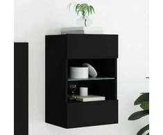 TV staliukas Sieninė TV spintelė su LED lemputėmis, juoda, 40x30x60,5cm