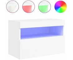 TV staliukas Sieninė TV spintelė su LED lemputėmis, balta, 60x30x40cm