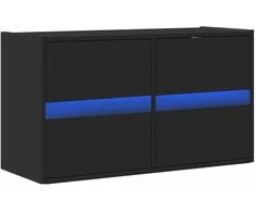 TV staliukas Sieninė TV spintelė su LED lemputėmis, juoda, 80x31x45cm