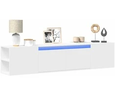 TV staliukas Sieninė TV spintelė su LED lemputėmis, balta, 180x31x39,5cm