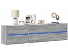 TV staliukas Sieninė TV spintelė su LED lemputėmis, pilka, 180x31x45cm