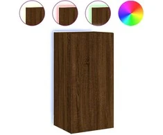 TV staliukas Sieninė TV spintelė su LED lemputėmis, ruda, 40,5x35x80cm