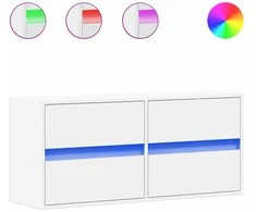 TV staliukas Sieninė TV spintelė su LED lemputėmis, balta, 100x31x45cm