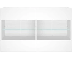 TV staliukas Sieninė TV spintelė su LED lemputėmis, balta, 98,5x30x60,5cm