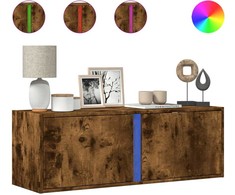 TV staliukas Sieninė TV spintelė su LED lemputėmis, dūminė, 100x31x35cm