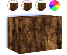 TV staliukas Sieninė TV spintelė su LED lemputėmis, dūminė, 60x35x41cm