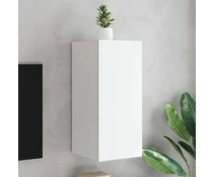 TV staliukas Sieninė TV spintelė su LED lemputėmis, balta, 30,5x35x70cm