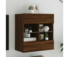 TV staliukas Sieninė TV spintelė su LED lemputėmis, ruda, 58,5x30x60,5cm