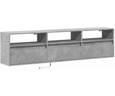 TV staliukas Sieninė TV spintelė su LED lemputėmis, betono, 180x31x45cm