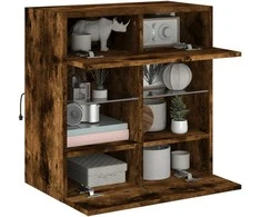 TV staliukas Sieninė TV spintelė su LED lemputėmis, dūminė, 58,5x30x60,5cm