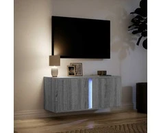 TV staliukas Sieninė TV spintelė su LED lemputėmis, pilka, 80x31x35cm