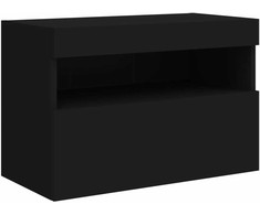 TV staliukas Sieninė TV spintelė su LED lemputėmis, juoda, 60x30x40cm